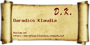 Daradics Klaudia névjegykártya